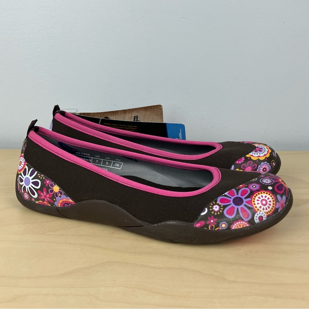 Original Muck Boot Women’s Size 7.0 Breezy Ballet Flats Brown Floral Shoes NWT